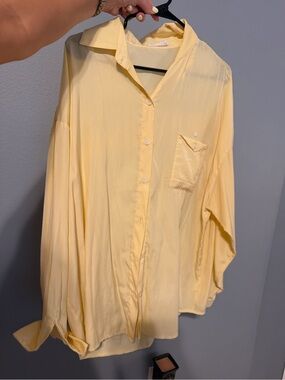 Relaxed Fit Pale Yellow Button-Down Shirt